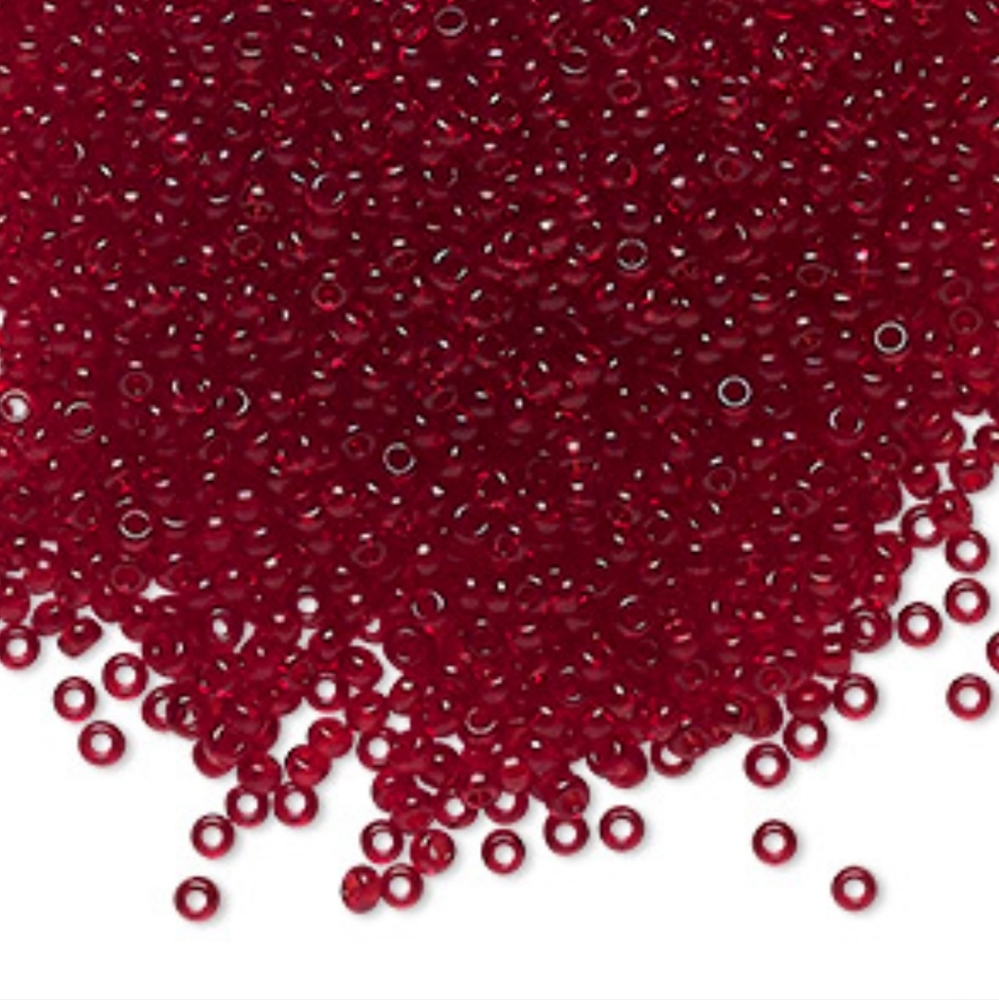 5/$15 Seed Bead Czech Glass Transparent Garnet Tube